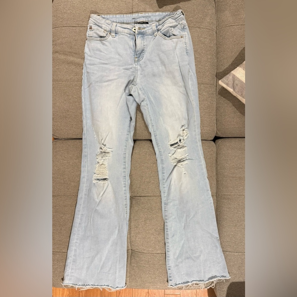 INC International Concepts Light Blue Flare Jeans